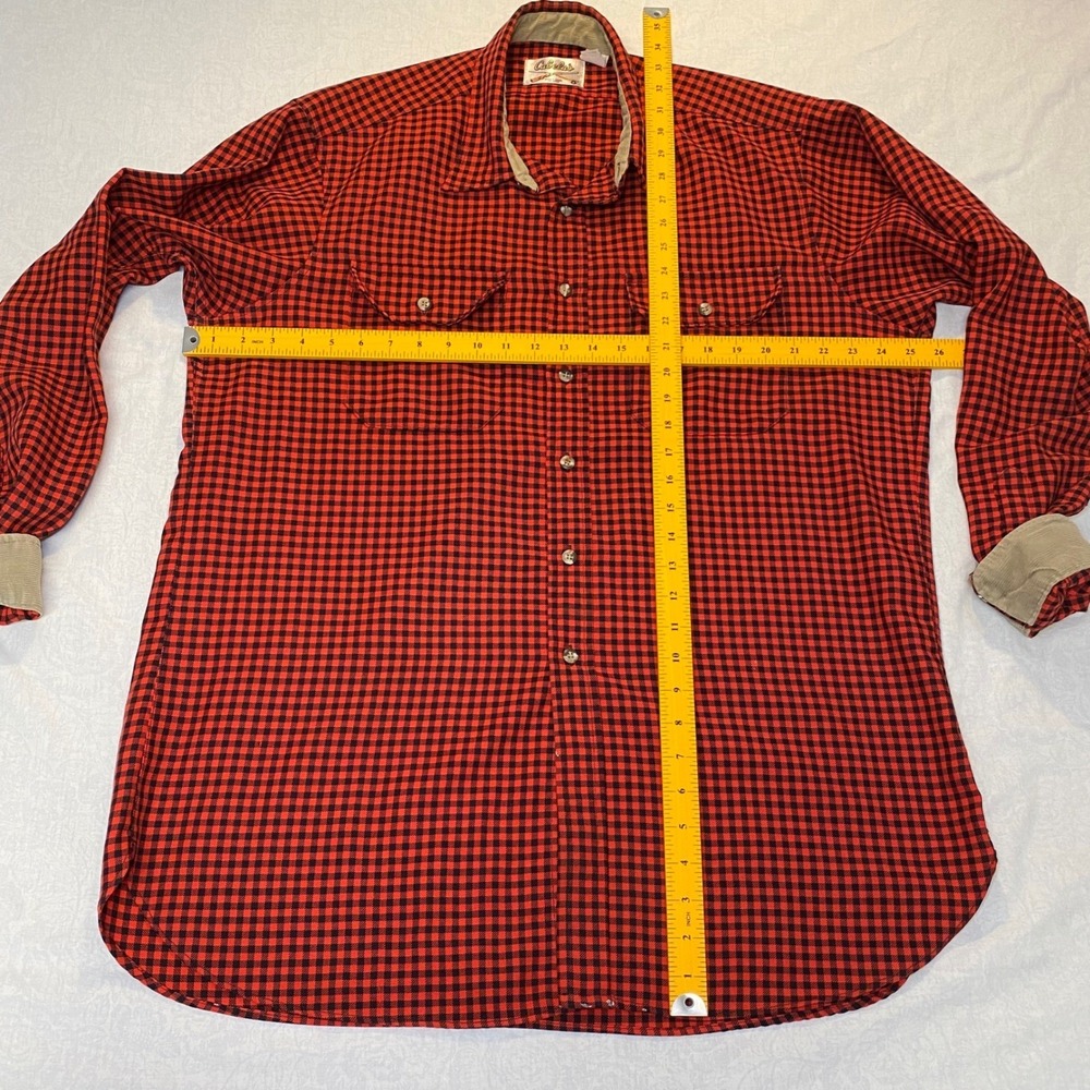 Cabela's Flannel Shirt Mens XL Red Black Buffalo Check Button Front Hunting - Picture 6 of 13
